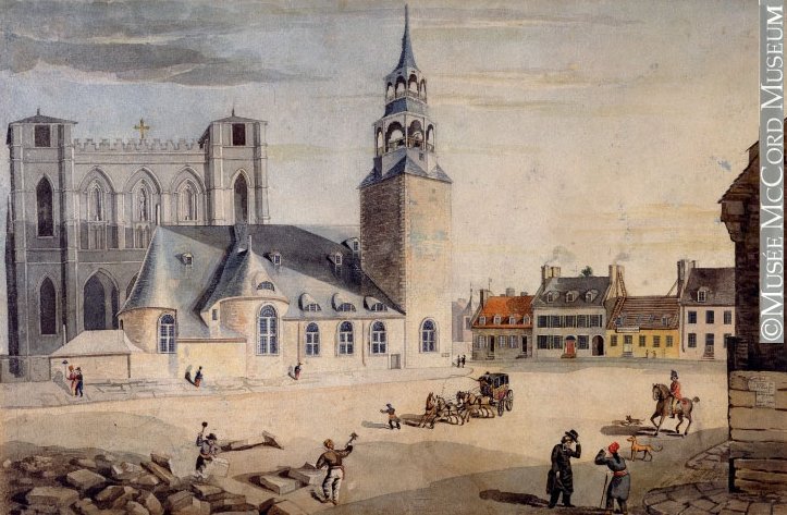 Place d'Armes with two Notre Dames in 1828